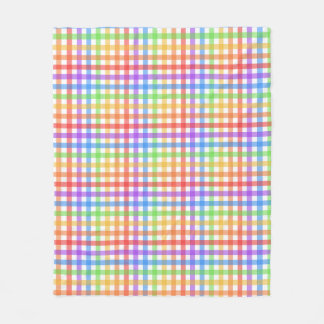 Rainbow Gingham Chequerboard Geometric Pattern Fleece Blanket