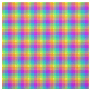 Rainbow Gingham Fabric