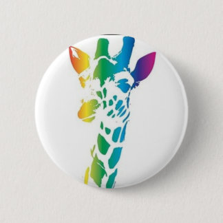 Rainbow giraffe 6 cm round badge