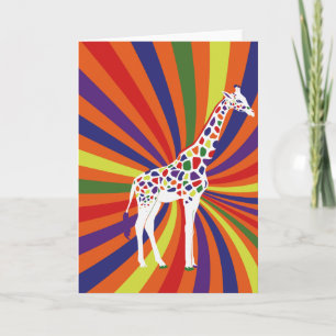 Rainbow Giraffe Art Card