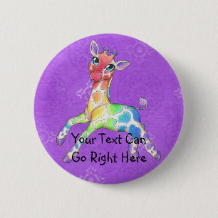 Rainbow Giraffe Button