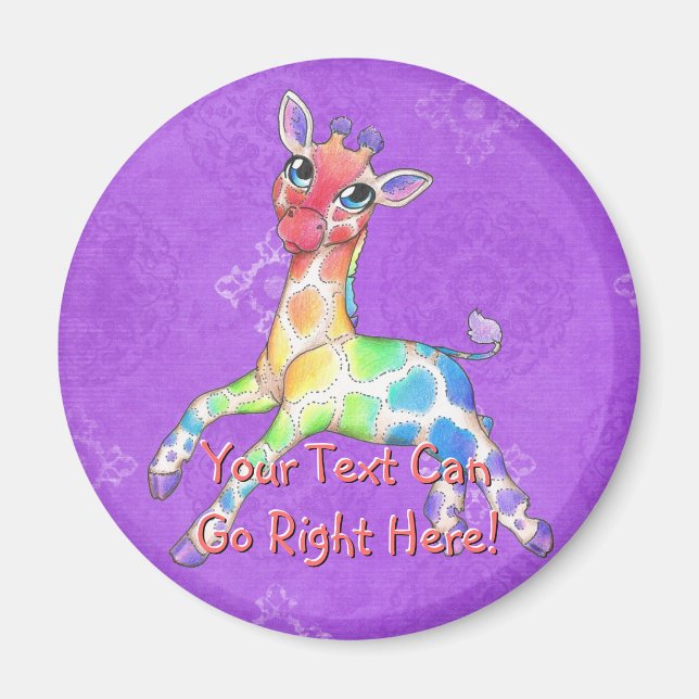 Rainbow Giraffe Magnet (Front)