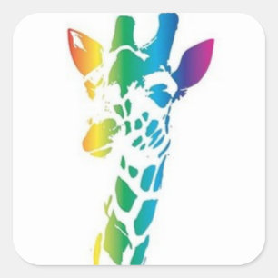 Rainbow Giraffe Square Sticker