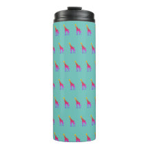 Rainbow Giraffe Tumbler - Aqua background