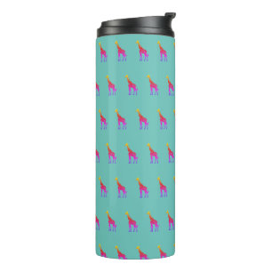 Rainbow Giraffe Tumbler - Aqua background