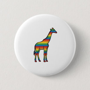 Rainbow Giraffe Vintage Engraving Vector Design_1 6 Cm Round Badge