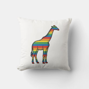 Rainbow Giraffe Vintage Engraving Vector Design_1 Cushion