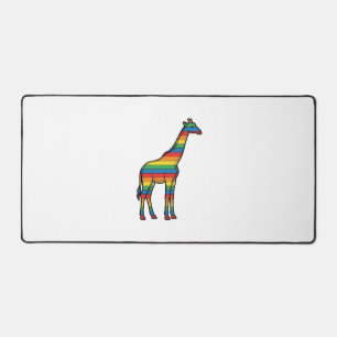 Rainbow Giraffe Vintage Engraving Vector Design_1 Desk Mat