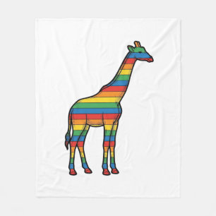 Rainbow Giraffe Vintage Engraving Vector Design_1 Fleece Blanket