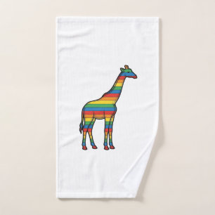 Rainbow Giraffe Vintage Engraving Vector Design_1 Hand Towel