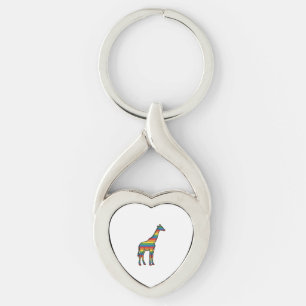 Rainbow Giraffe Vintage Engraving Vector Design_1 Key Ring