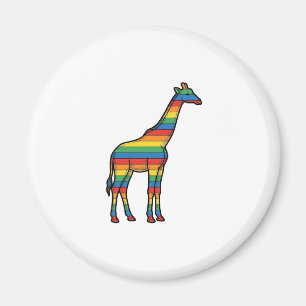 Rainbow Giraffe Vintage Engraving Vector Design_1 Magnet