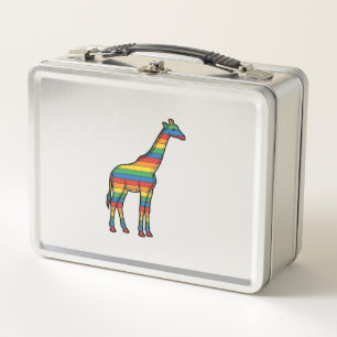 Rainbow Giraffe Vintage Engraving Vector Design_1 Metal Lunch Box