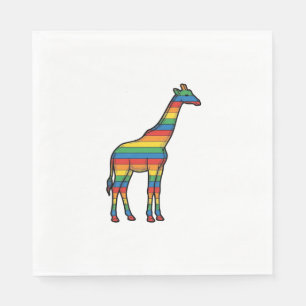 Rainbow Giraffe Vintage Engraving Vector Design_1 Napkin