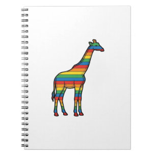 Rainbow Giraffe Vintage Engraving Vector Design_1 Notebook