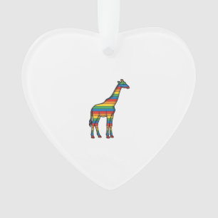 Rainbow Giraffe Vintage Engraving Vector Design_1 Ornament