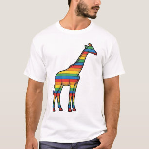 Rainbow Giraffe Vintage Engraving Vector Design_1 T-Shirt