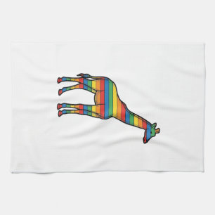 Rainbow Giraffe Vintage Engraving Vector Design_1 Tea Towel