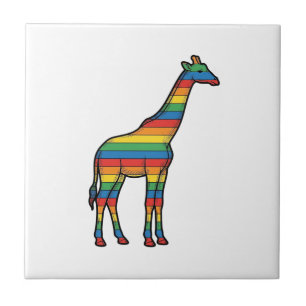 Rainbow Giraffe Vintage Engraving Vector Design_1 Tile