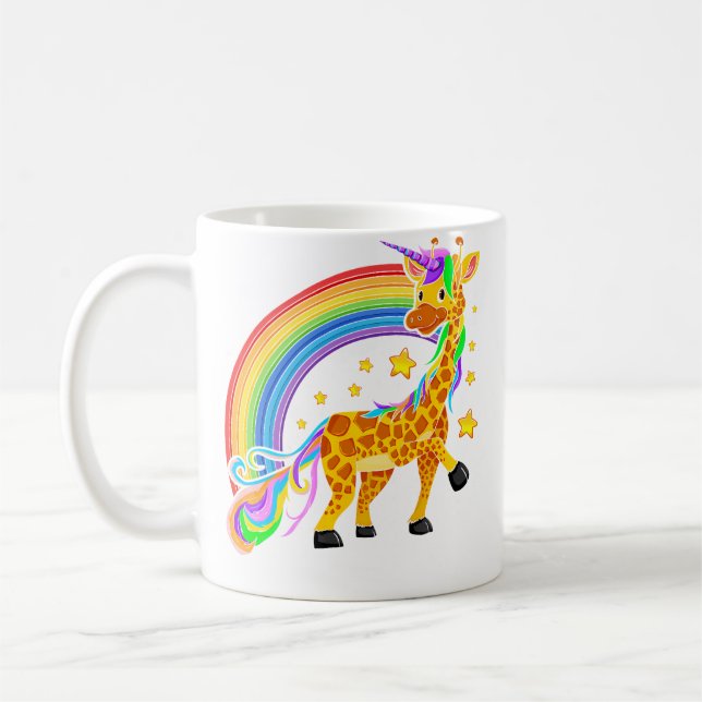 Rainbow Girafficorn Unicorn Africa Animal Cute Gir Coffee Mug (Left)