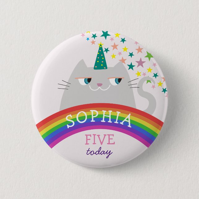 Rainbow Girl Birthday 6 Cm Round Badge (Front)