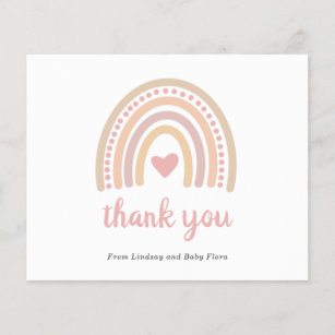 Rainbow Girl Budget Baby Shower Thank You Card