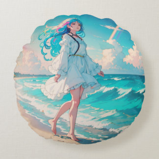  rainbow girl round cushion