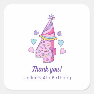 Rainbow Girls 6th Birthday Party Favour Sticker