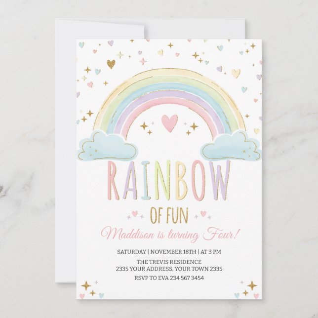 Rainbow Girl's Birthday Party Invitation (Front)