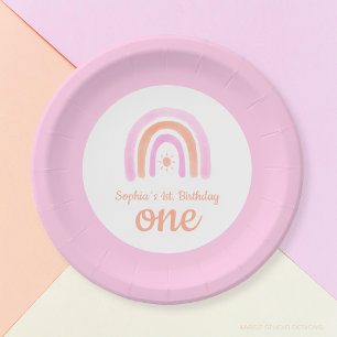 Rainbow Girl's first Birthday Party  Paper Plate