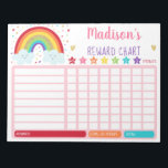 Rainbow Girls Reward Chart Chore Chart Pink Gold Notepad<br><div class="desc">This adorable chore chart is a great way to help keep your child motivated as they work towards their goals to earn a reward. The design features a pastel unicorn and rainbow with faux gold glitter embellishments.</div>