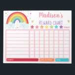 Rainbow Girls Reward Chart Chore Chart Pink Gold Notepad<br><div class="desc">This adorable chore chart is a great way to help keep your child motivated as they work towards their goals to earn a reward. The design features a pastel unicorn and rainbow with faux gold glitter embellishments.</div>