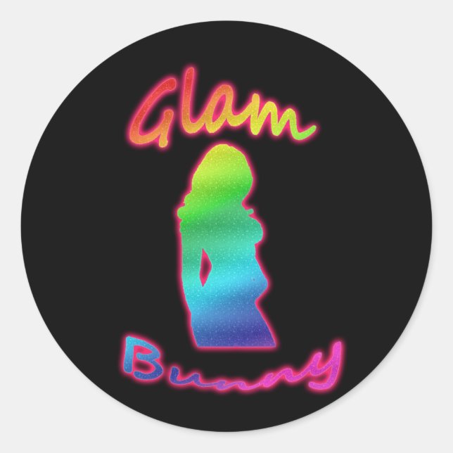 Rainbow Glam Bunny Logo Sticker Round (Front)