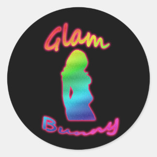 Rainbow Glam Bunny Logo Sticker Round