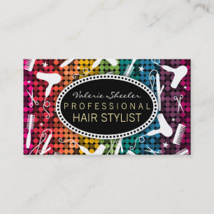Rainbow Glam Hair Salon Custom Business Cards