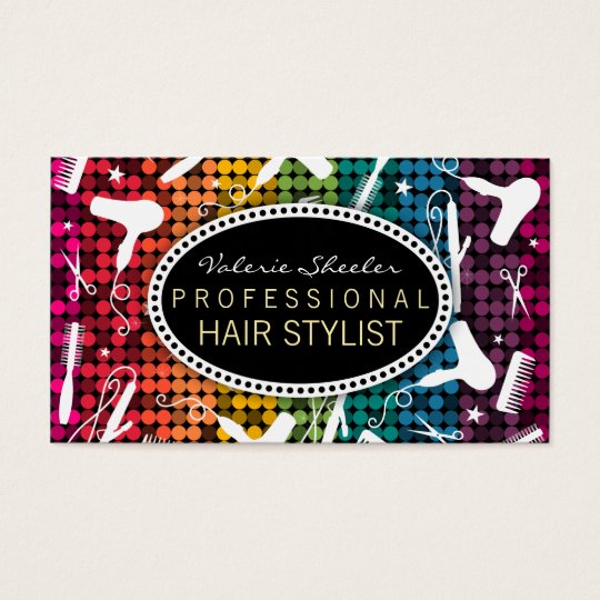 Rainbow Glam Hair Salon Custom Business Cards