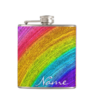 Rainbow Glass Art 1 Wrapped Flask
