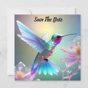Rainbow Glass Hummingbird,  Save The Date
