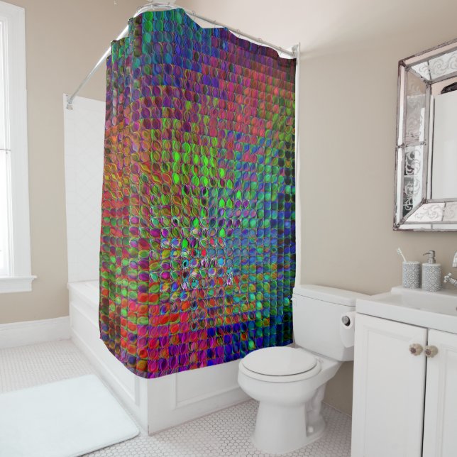 Rainbow Glass Tiles Shower Curtain (In Situ)
