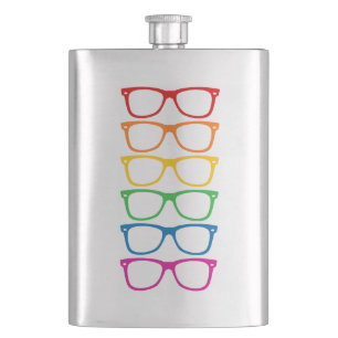 Rainbow Glasses Hip Flask