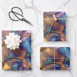 Rainbow glitter agate pattern party wrapping paper sheet
