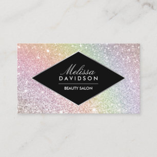 Rainbow Glitter and Glamour Beauty Business Card