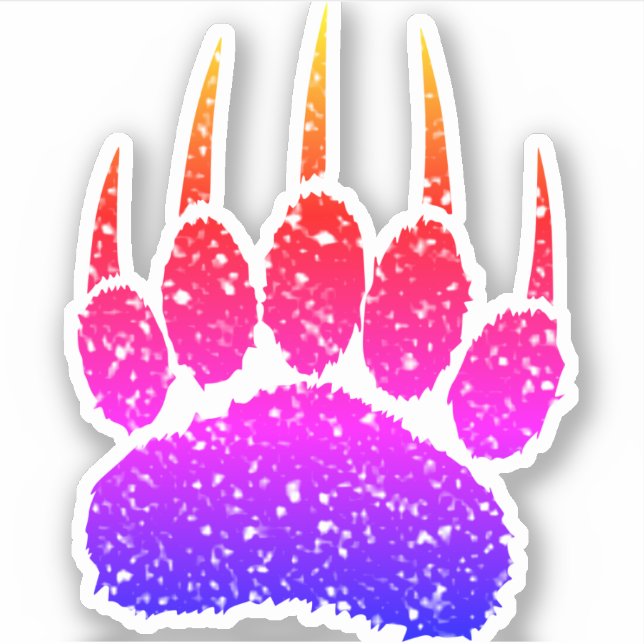 Rainbow Glitter Bear Paw Print Drawing (Front)