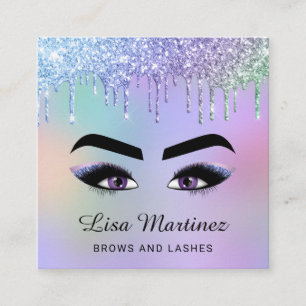 Rainbow Glitter Beauty Square Business Card