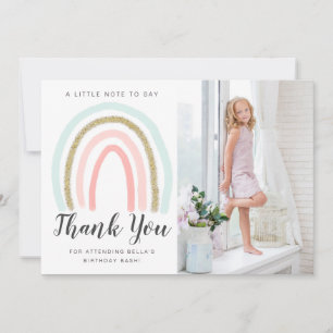 Rainbow Glitter Birthday Thank You Card