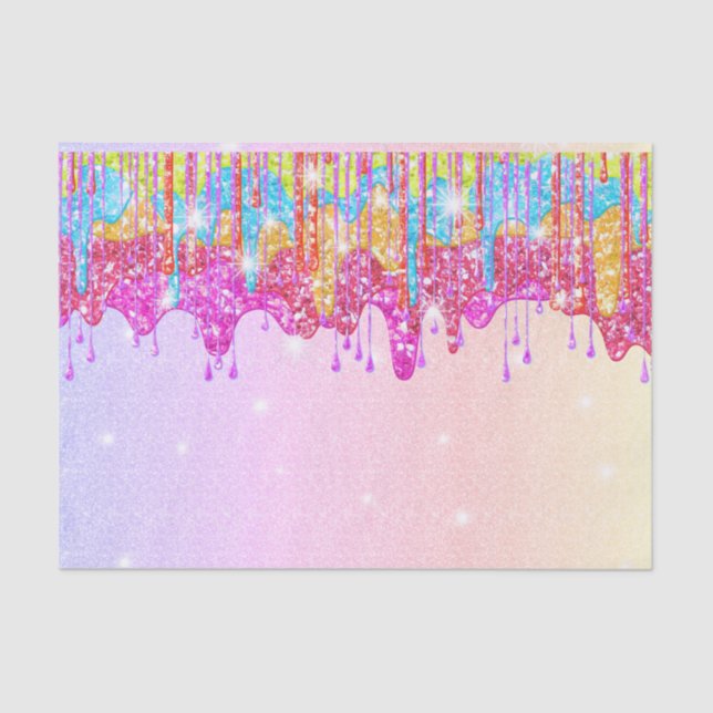 Rainbow glitter-bright colour sparkle for birthday tissue paper (Front)