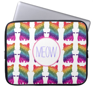 Rainbow Glitter Cat Artistic Fun Custom Pattern Laptop Sleeve