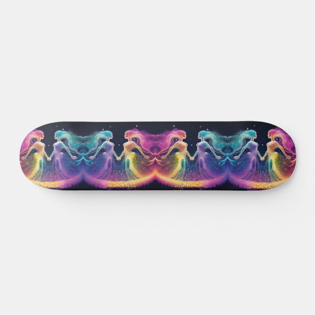Rainbow Glitter Cosmic Galaxy Feminine Energy Sk8r Skateboard (Horz)