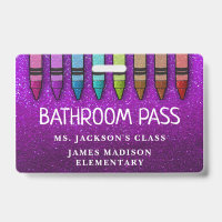 Rainbow Glitter Crayons Teacher Bathroom Hall Pass