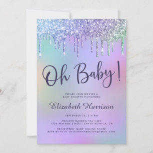 Rainbow Glitter Drip Baby Shower Invitation